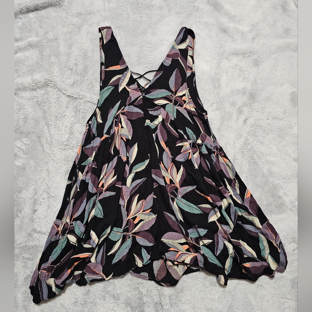 Rip Curl Black and Multicolor Leaf Dress